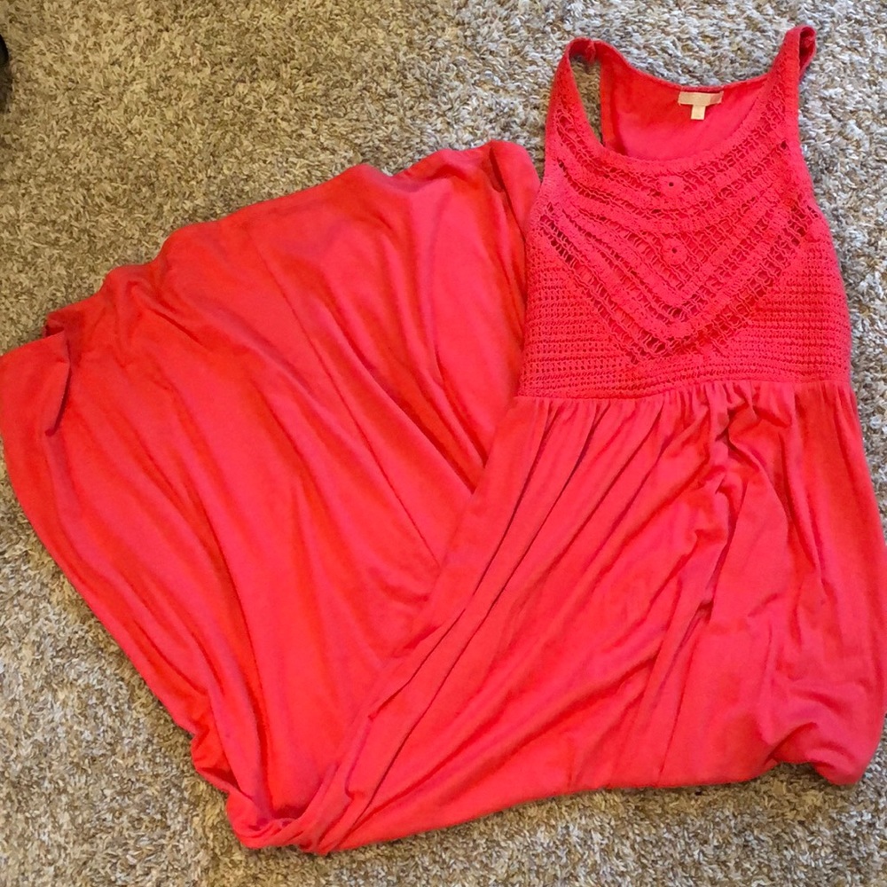 Dillard’s Gianni Bini Coral Crochet Maxi Dress